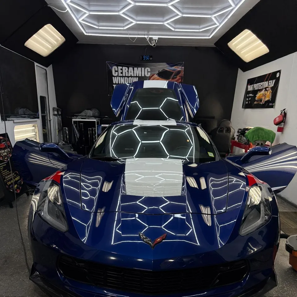 Blue Corvette after detailing