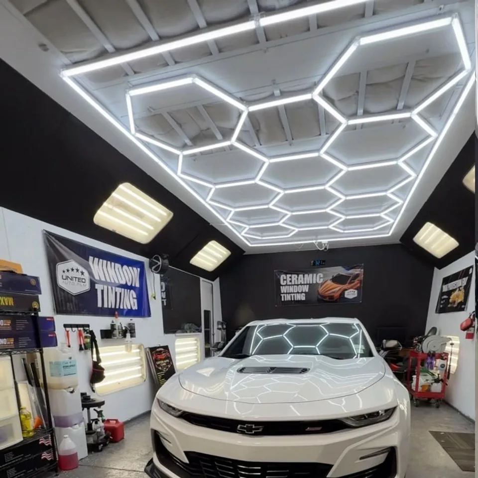 White Camaro in the shop